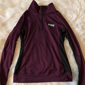 PINK Victoria’s Secret maroon and black half zip